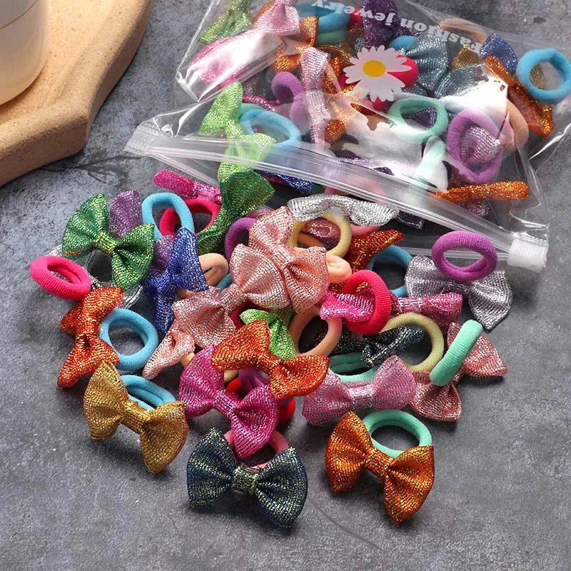 10/20/30pcs/Set Cute Bowknot Headbands Girls Elastic Hair Bands Hair Accessories For Kids Cartoon Bows Headwear Ornaments Gift