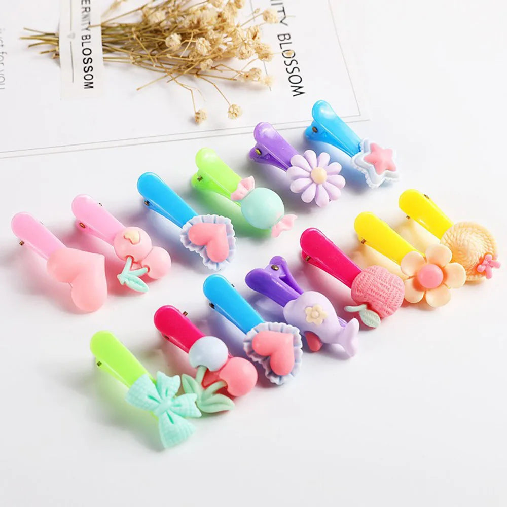 10 pcs/Set Girls Hairpin Baby Fruit Flower Barrettes Newborn Candy Colors Hair Clip Kid Hair Accessories Alligator Clips Pin