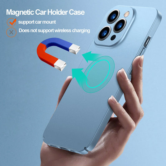 Ultra thin Magnet Matte Hard Case For Iphone 13 12 11 14 15 Pro Max Magnetic Car Mount Protection Cover 13 12 11 14 15 Pro Max