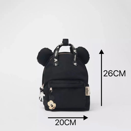 New Style Children's Bag Girls Boys Disney Brand Mickey Mouse Backpack Black Nylon Zipper Two Shoulders WaterProof Schoolbag