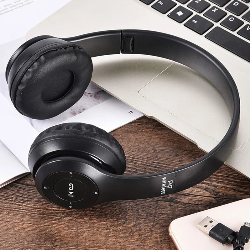 Bluetooth 5.0 Wireless Headphone Foldable HIFI Stereo Bass Earphone Kid Girl Helmet Gift With Mic USB Adaptor For iPhone TV Game