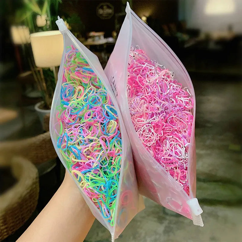 1000pcs Colorful Elastic Hair Bands for Girls Children Nylon Rubber Band Kids Ponytail Holder Girl Ornaments Hair Accessories