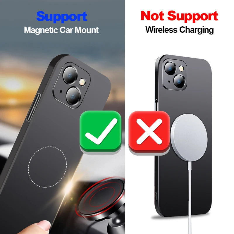 Ultra thin Magnet Matte Hard Case For Iphone 13 12 11 14 15 Pro Max Magnetic Car Mount Protection Cover 13 12 11 14 15 Pro Max