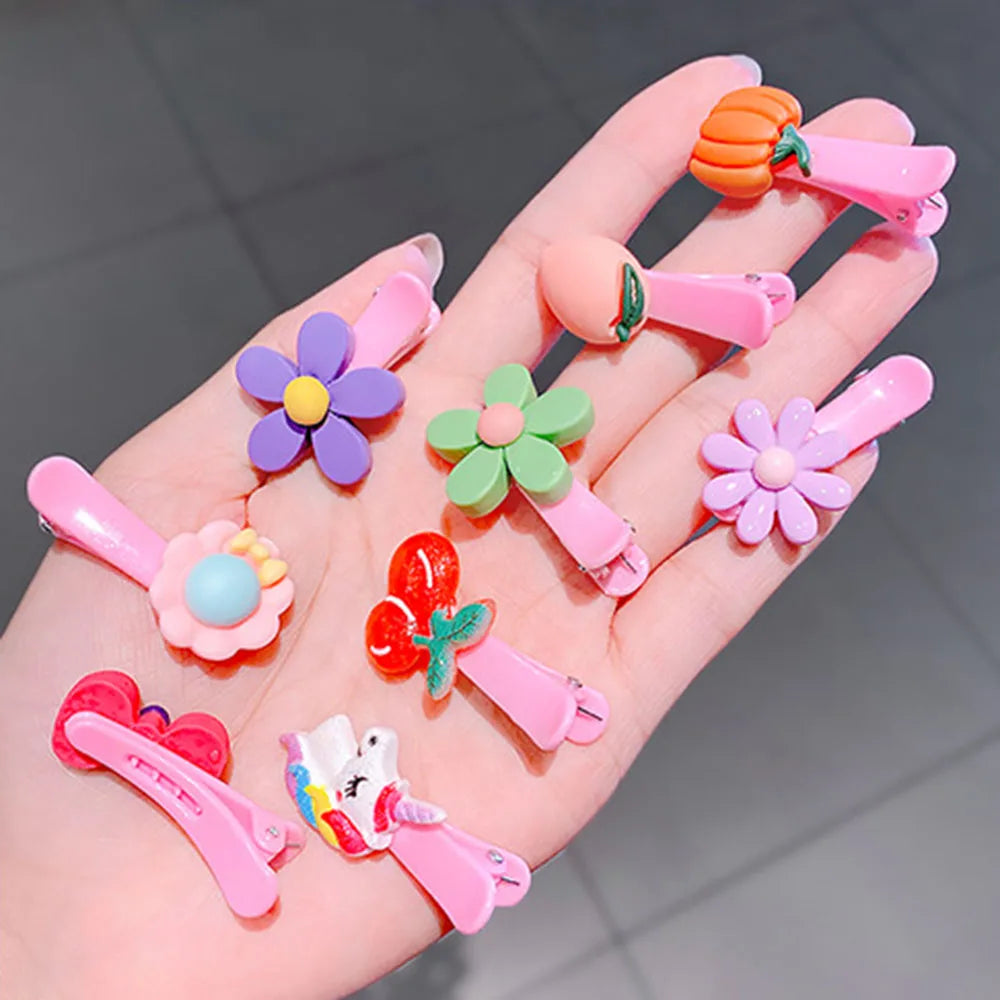 10 pcs/Set Girls Hairpin Baby Fruit Flower Barrettes Newborn Candy Colors Hair Clip Kid Hair Accessories Alligator Clips Pin