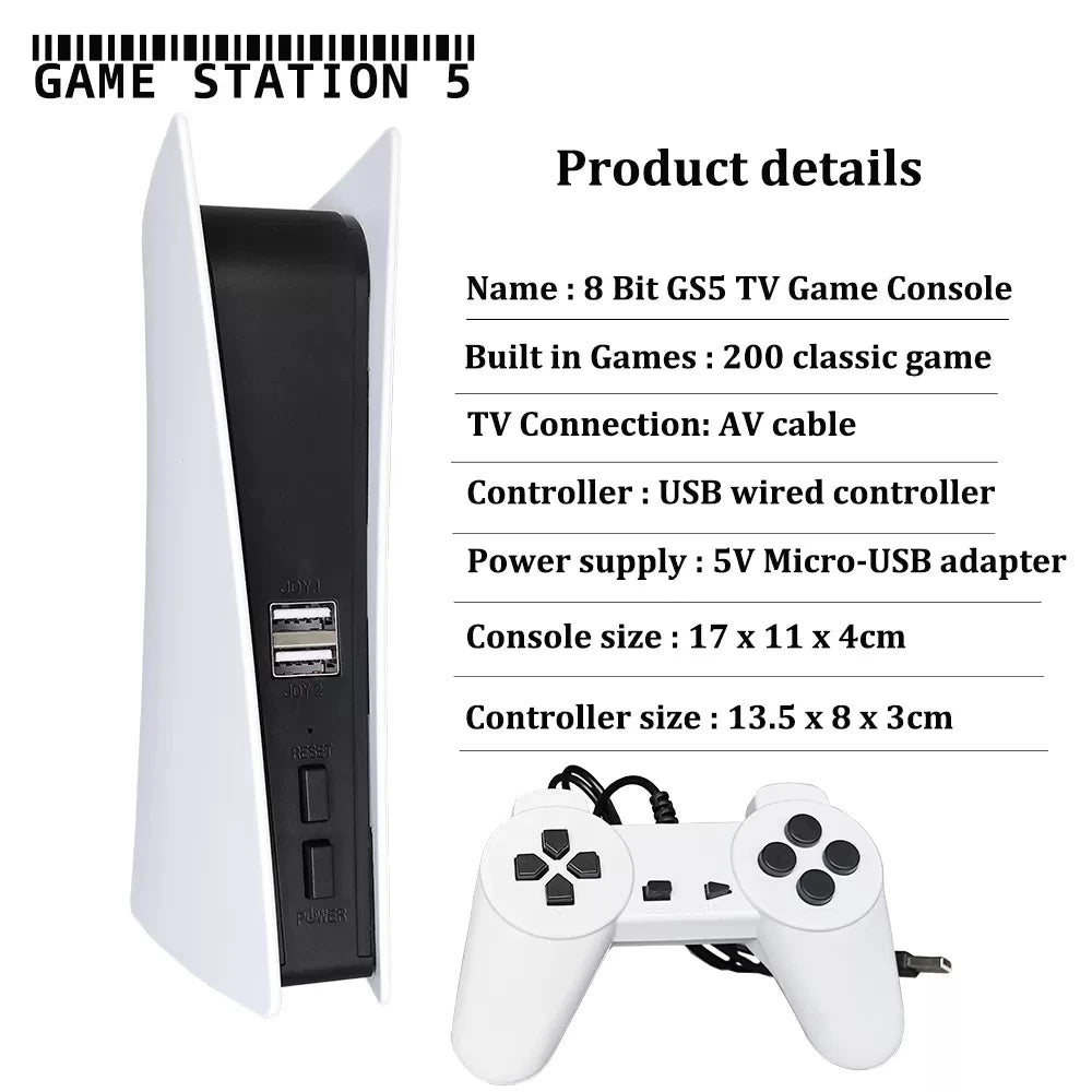 New GS5 Game Station 5 Video Game Console With 200 Classic Games 8 Bit TV Consola Retro USB Wired Handheld Game Player AV Output