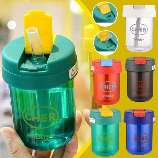 Kids Girl 300ml Mini Straw Water Bottle Anti-fall Cute Milk Cup Coffee Water Portable Bottle Tea Drinkware Sports Friut Out X6Y8