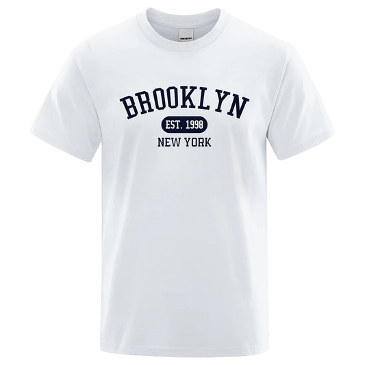 Brooklyn Est.1998 New York Letter Print T Shirts Man Women Casual Short Sleeve Breathable Fashion Tops Cotton Oversized T-Shirts