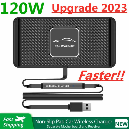 120W Wireless Charger Car Silicone Pad Stand For iPhone 14 13 12 Xiaomi Samsung Huawei Mobile Phone Fast Car Wireless Charging