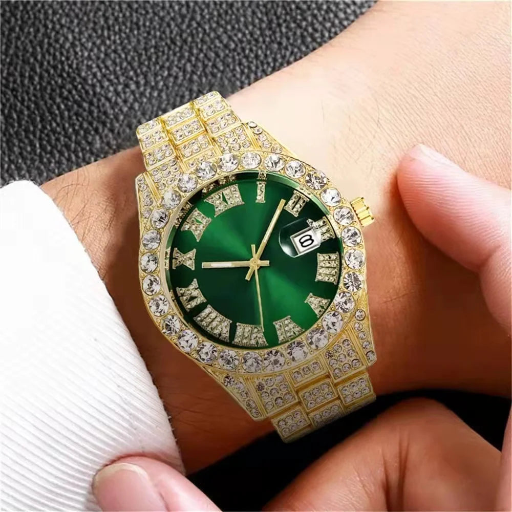 High quality luxury fashion high-end Mantianxing diamond steel belt Men's quartz watch Boy business sports clock retro