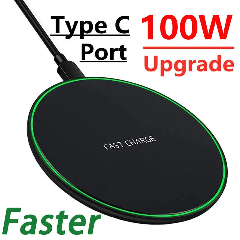 100W Wireless Charger Pad for iPhone 14 13 12 11 Pro Max X Samsung Xiaomi Phone  Chargers Induction Fast Charging Dock Station