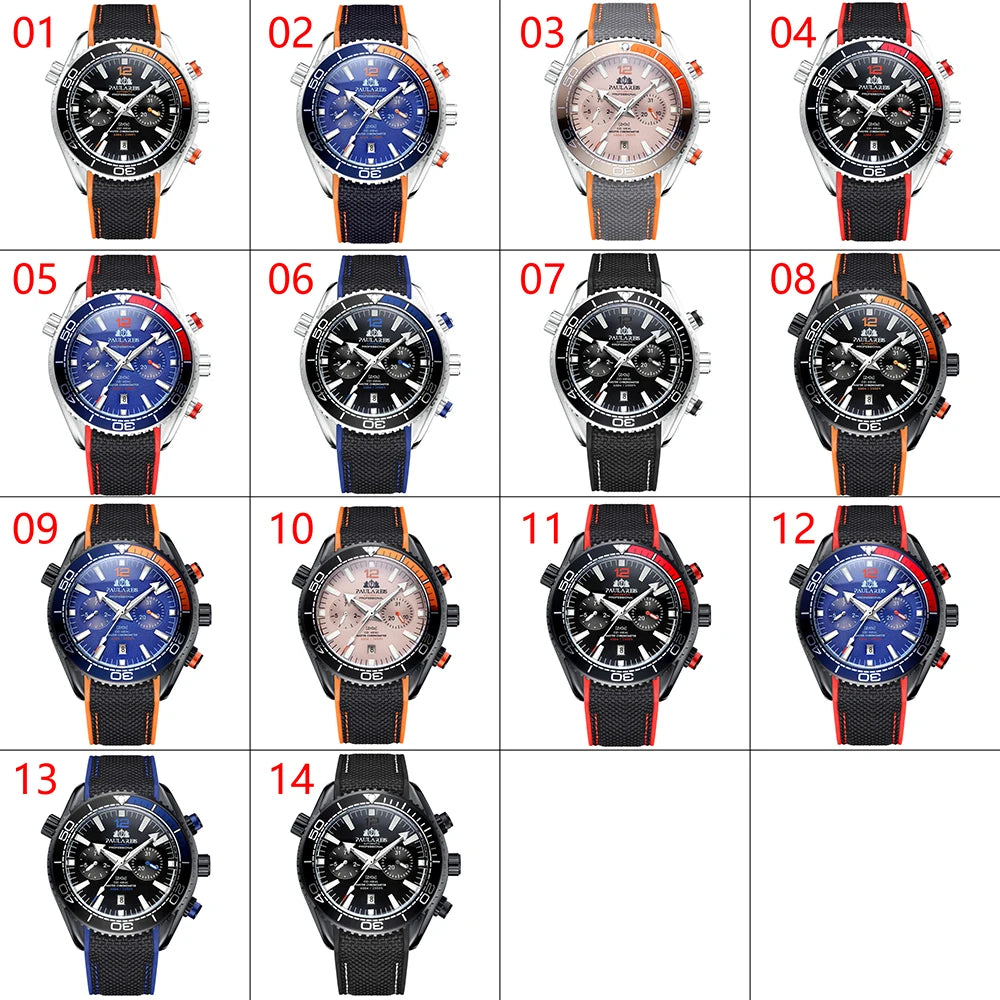 PAULAREIS New Sport Casual Alloy Men's Watches Luminous Automatic Mechanical Watches Orange Round Male Wristwatch