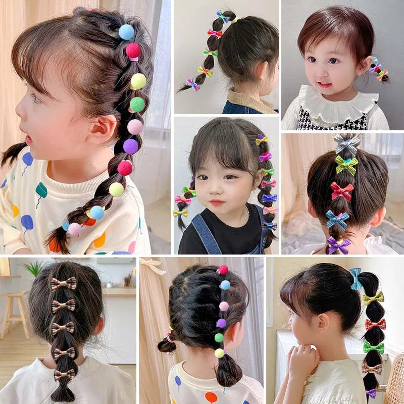 10/20/30pcs/Set Cute Bowknot Headbands Girls Elastic Hair Bands Hair Accessories For Kids Cartoon Bows Headwear Ornaments Gift